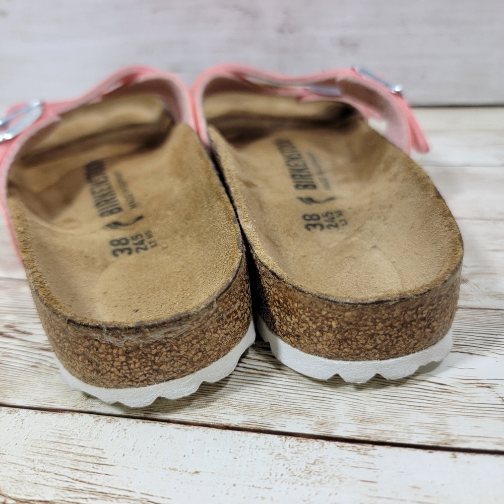 Birkenstock Birko-Flor Yao Balance Patent Coral Peach Sandals EUR 38 US 7 - Picture 6 of 11